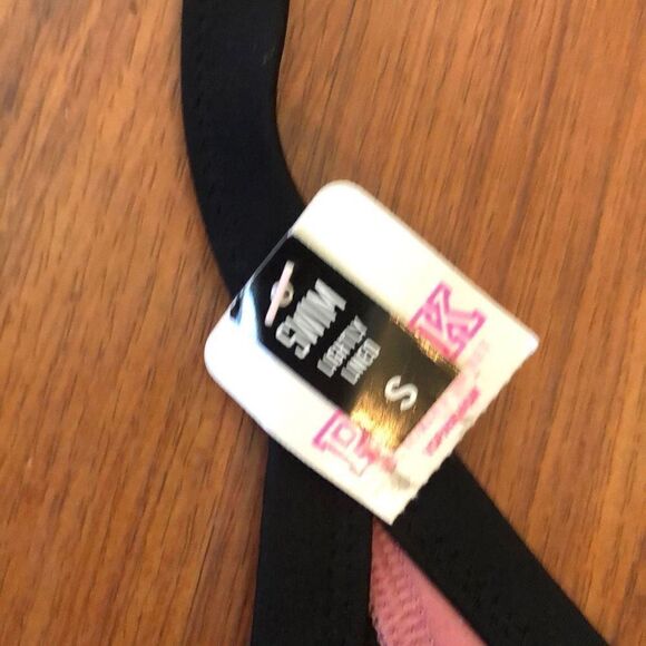 NWT Victoria’s Secret PINK Rose pink, and black strap. Floral bathing suit top - Picture 2 of 4